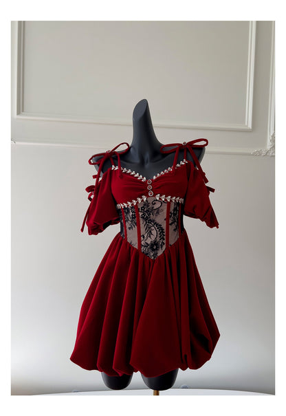 Vestido de fiesta estético de terciopelo burdeos, corto, minivestido con plumas, vestido formal para fiesta de bienvenida, vestido de cóctel, vestido de graduación, minivestido DH2294