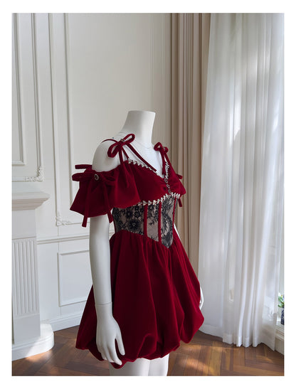 Vestido de fiesta estético de terciopelo burdeos, corto, minivestido con plumas, vestido formal para fiesta de bienvenida, vestido de cóctel, vestido de graduación, minivestido DH2294