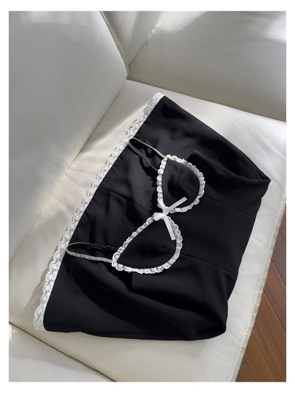 Vestido negro corto de satén con tirantes finos, corte A, para fiesta de bienvenida, para graduación, para cumpleaños número 21, para cóctel, DH2301
