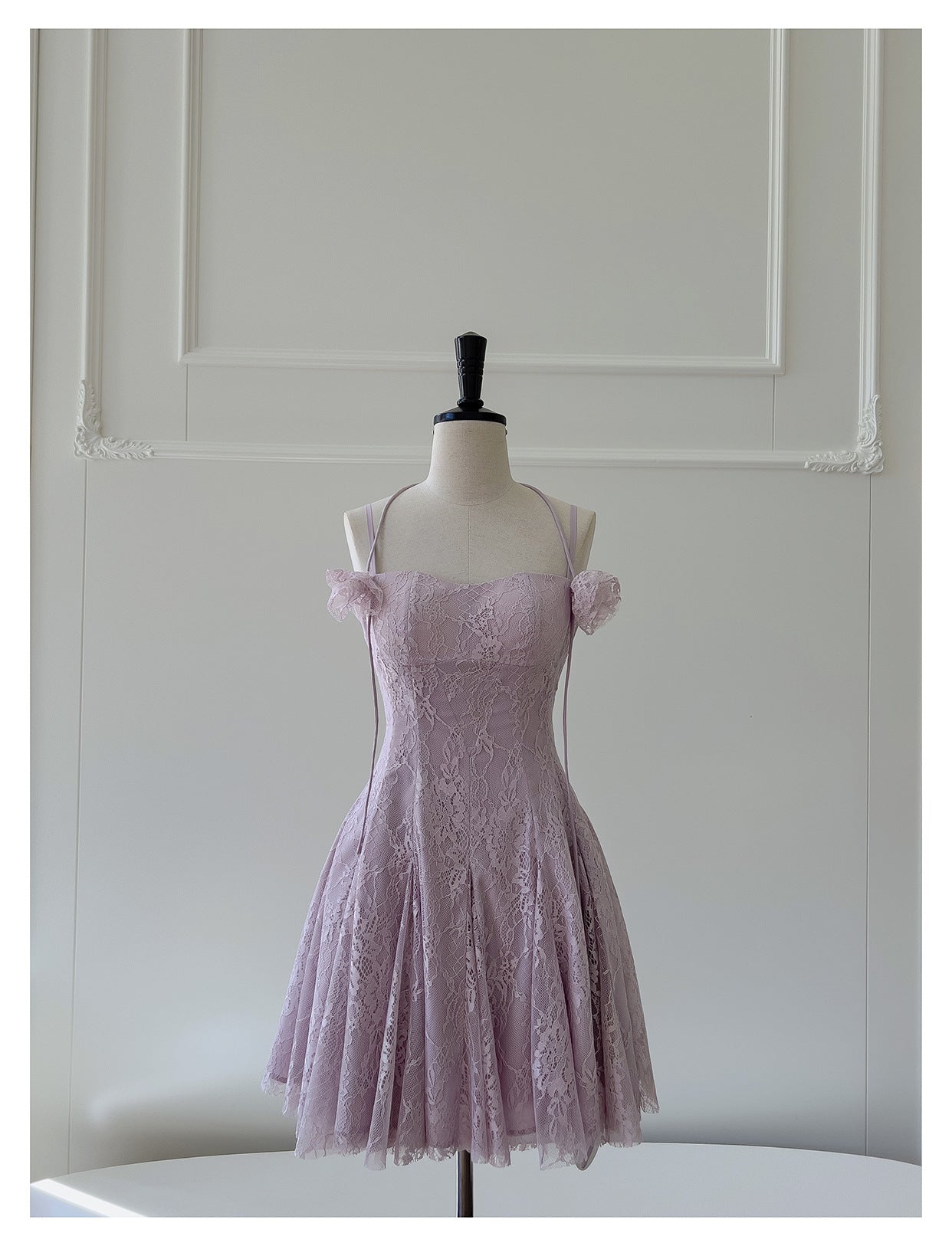Vestidos cortos de fiesta formales de encaje rosa con tirantes finos y corte en A para la escuela secundaria, vestidos cortos para el 21.º cumpleaños, vestidos de graduación, mini vestidos de cóctel DH2303