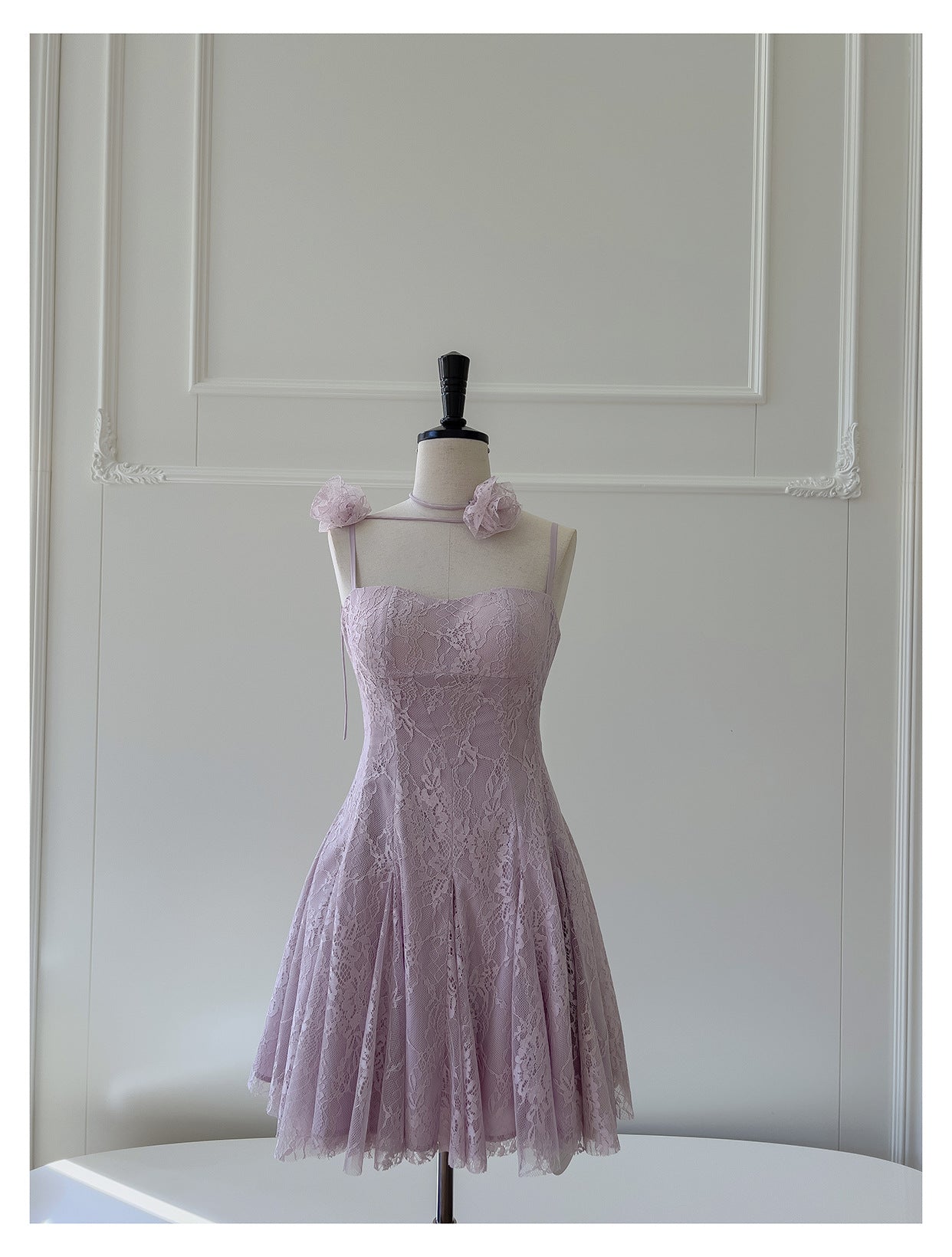 Vestidos cortos de fiesta formales de encaje rosa con tirantes finos y corte en A para la escuela secundaria, vestidos cortos para el 21.º cumpleaños, vestidos de graduación, mini vestidos de cóctel DH2303