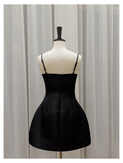 Hermoso vestido de fiesta con tirantes finos, vestido negro corto, vestidos formales de bienvenida para secundaria, atuendos cortos para 21 cumpleaños, vestido de graduación, mini vestidos de cóctel DH2305