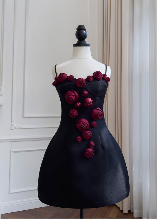 Hermoso vestido de fiesta con tirantes finos, vestido negro corto, vestidos formales de bienvenida para secundaria, atuendos cortos para 21 cumpleaños, vestido de graduación, mini vestidos de cóctel DH2305