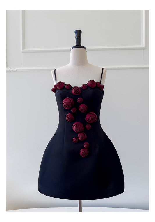 Hermoso vestido de fiesta con tirantes finos, vestido negro corto, vestidos formales de bienvenida para secundaria, atuendos cortos para 21 cumpleaños, vestido de graduación, mini vestidos de cóctel DH2305