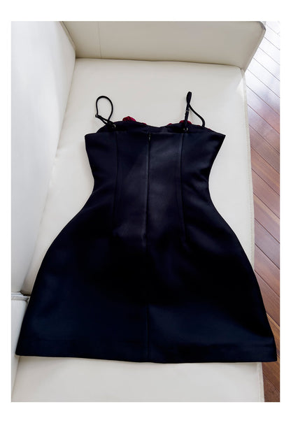Hermoso vestido de fiesta con tirantes finos, vestido negro corto, vestidos formales de bienvenida para secundaria, atuendos cortos para 21 cumpleaños, vestido de graduación, mini vestidos de cóctel DH2305