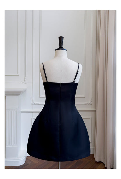 Hermoso vestido de fiesta con tirantes finos, vestido negro corto, vestidos formales de bienvenida para secundaria, atuendos cortos para 21 cumpleaños, vestido de graduación, mini vestidos de cóctel DH2305