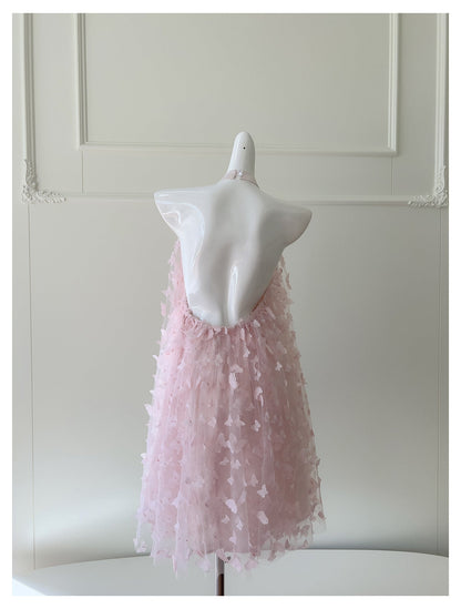 Hermosos vestidos de fiesta de graduación con cuello alto, encaje rosa, corte A, para estudiantes de secundaria, cortos, para cumpleaños número 21, vestidos de graduación, mini vestidos de cóctel DH2307