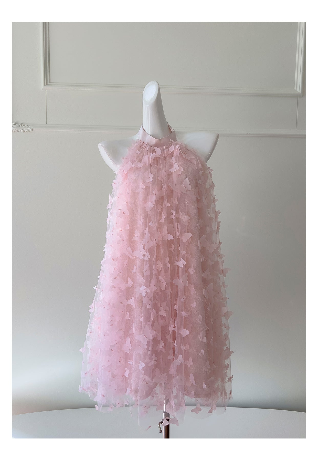 Hermosos vestidos de fiesta de graduación con cuello alto, encaje rosa, corte A, para estudiantes de secundaria, cortos, para cumpleaños número 21, vestidos de graduación, mini vestidos de cóctel DH2307