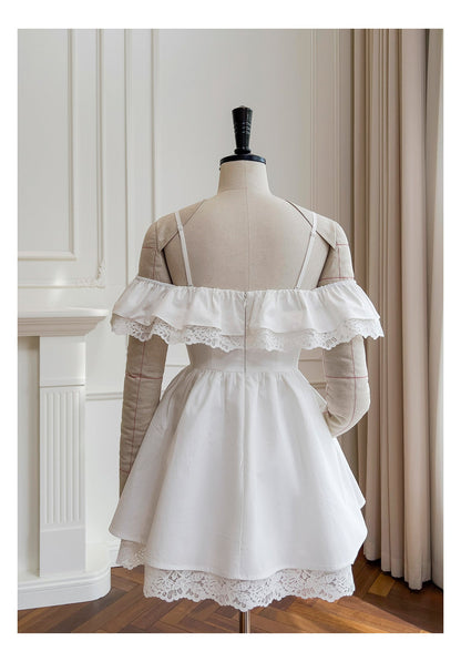 Hermosos vestidos blancos cortos de fiesta formales de corte A con hombros descubiertos para la escuela secundaria, vestidos cortos para el 21.º cumpleaños, vestidos de graduación, mini vestidos de cóctel DH2308