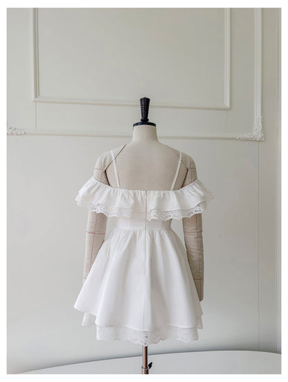 Hermosos vestidos blancos cortos de fiesta formales de corte A con hombros descubiertos para la escuela secundaria, vestidos cortos para el 21.º cumpleaños, vestidos de graduación, mini vestidos de cóctel DH2308