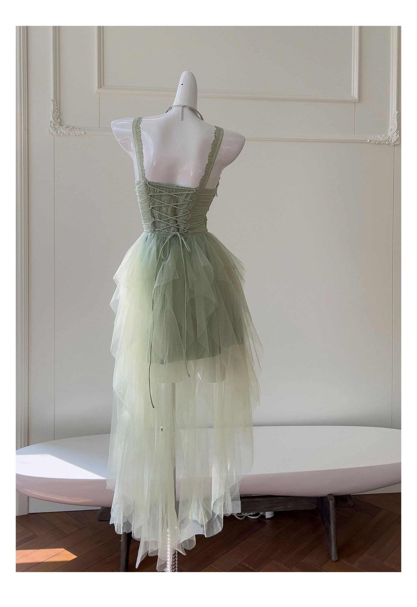 Hermosos vestidos de fiesta de tul verde salvia con corte en A para la escuela secundaria, vestidos cortos para el 21.º cumpleaños, vestidos de graduación, mini vestidos de cóctel DH2309