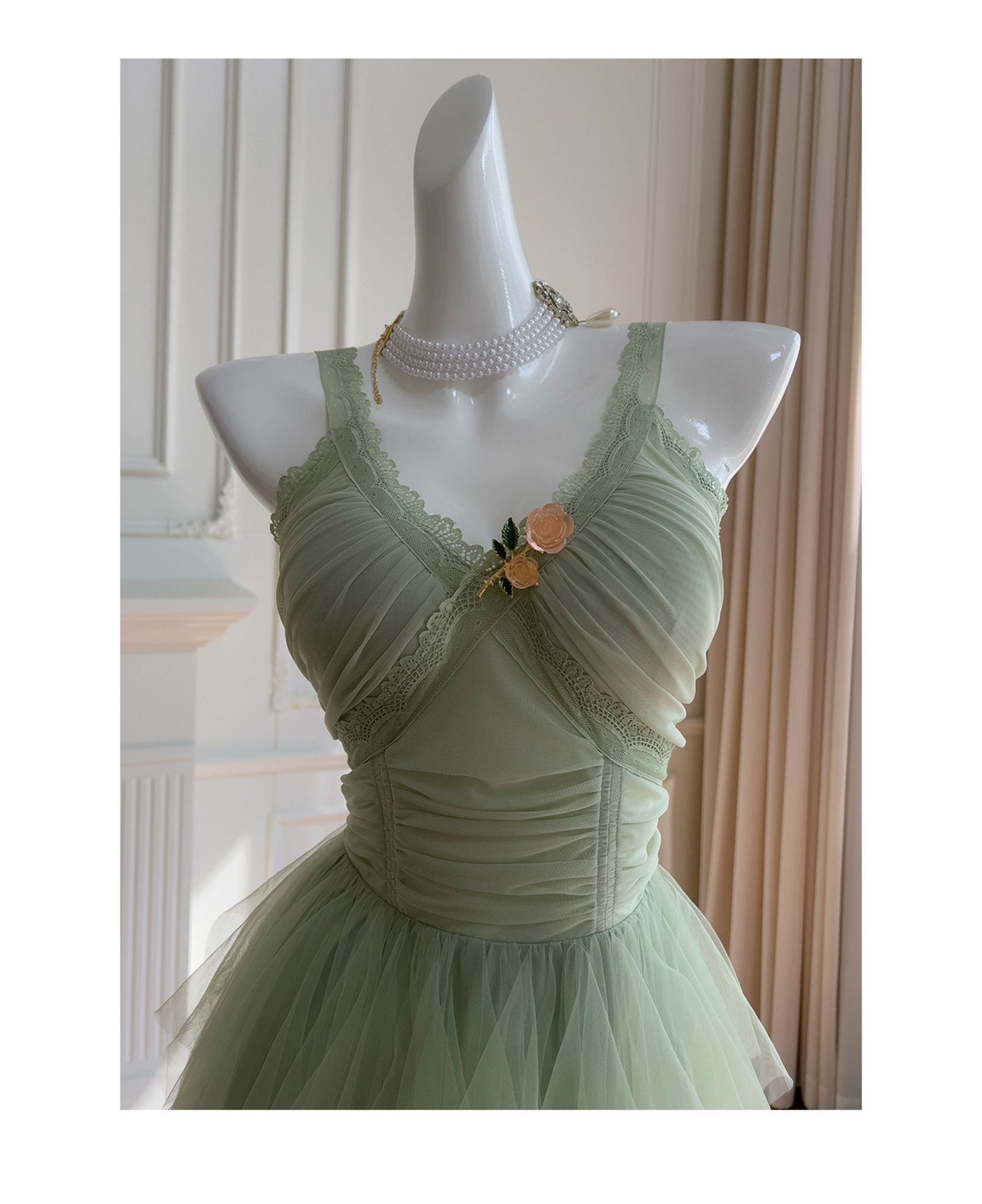Hermosos vestidos de fiesta de tul verde salvia con corte en A para la escuela secundaria, vestidos cortos para el 21.º cumpleaños, vestidos de graduación, mini vestidos de cóctel DH2309