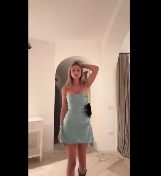 Hermosos vestidos de fiesta de graduación en azul cielo claro, sin tirantes, corte A, para el 16.º cumpleaños, minivestidos de cóctel DH2354