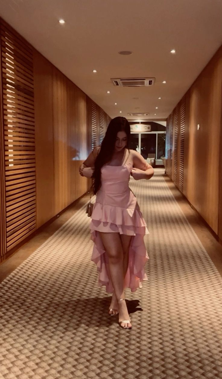 Vestido de fiesta rosa con escote alto y bajo sin tirantes, estilo hoco de verano, vestido de cóctel de noche DH2372