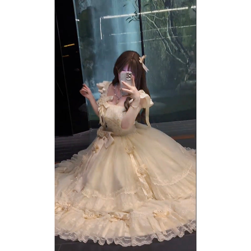 Vestido de fiesta con escote cuadrado para verano, vestido de lolita para 18 cumpleaños, atuendo de lolita DH2401