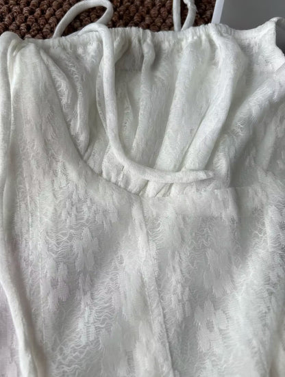 Vestidos cortos de fiesta de bienvenida con encaje blanco, tirantes finos y corte A, para 16 cumpleaños, graduación, cóctel, DH2454