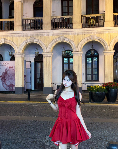 Hermosos vestidos de fiesta de satén rojo, corte A, para el regreso a casa, cortos, para el 21.º cumpleaños, de graduación, minivestidos de cóctel DH2455