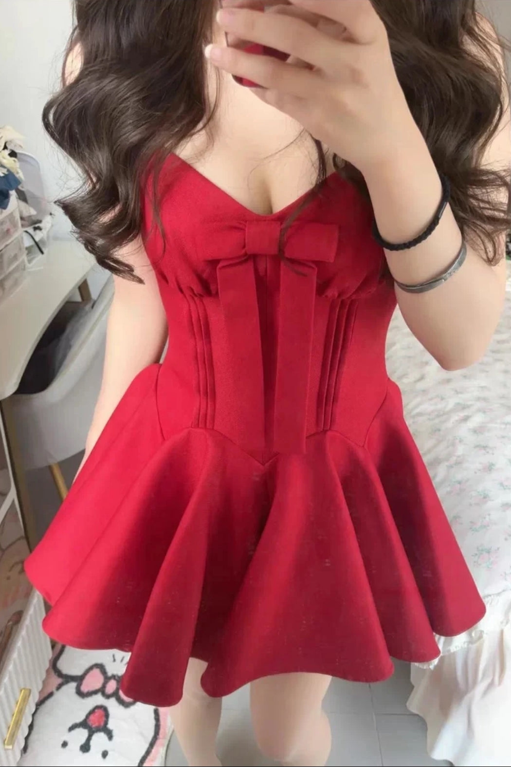 Hermosos vestidos de fiesta de satén rojo, corte A, para el regreso a casa, cortos, para el 21.º cumpleaños, de graduación, minivestidos de cóctel DH2455