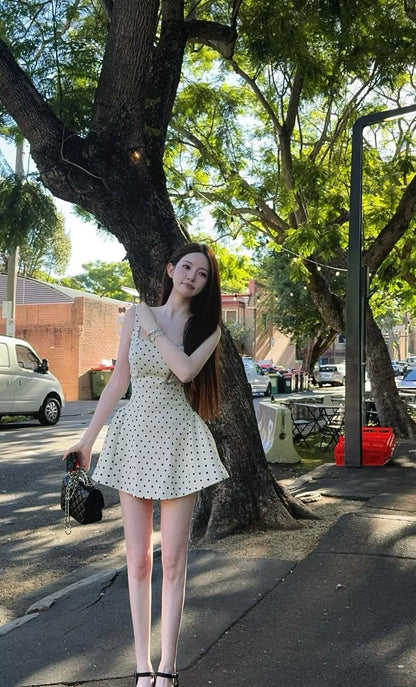 Hermosos vestidos formales de fiesta de bienvenida, de corte A, con lunares negros y cuadrados, para cumpleaños número 16, vestidos de graduación, minivestidos de cóctel DH2458