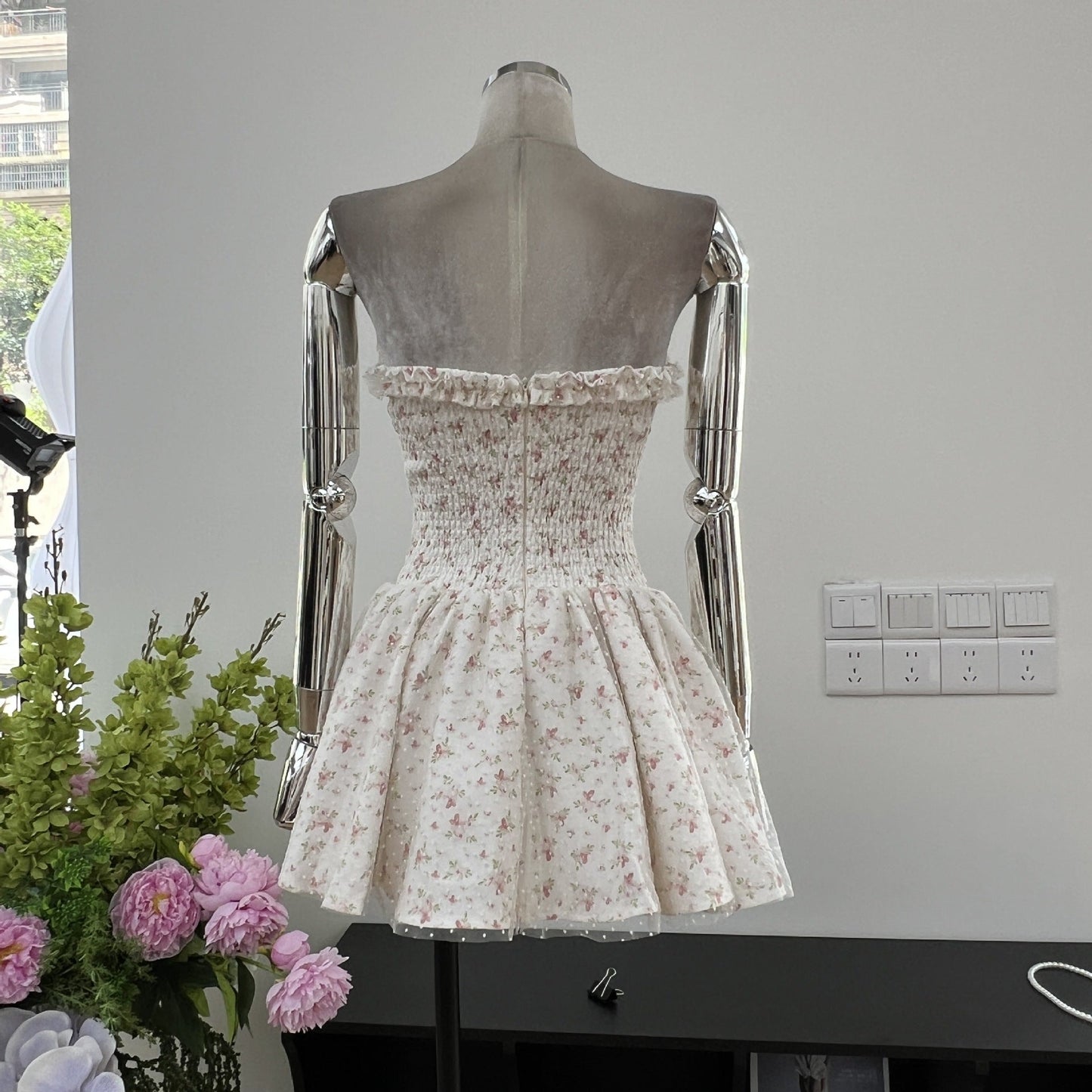 Modest A line Sweetheart Floral Blue Short Formal Homecoming Dress Middle School Short 18th Birthday Outfits Graduation Dress Cocktail Dresses DH2461
