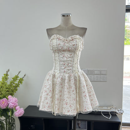 Modest A line Sweetheart Floral Blue Short Formal Homecoming Dress Middle School Short 18th Birthday Outfits Graduation Dress Cocktail Dresses DH2461