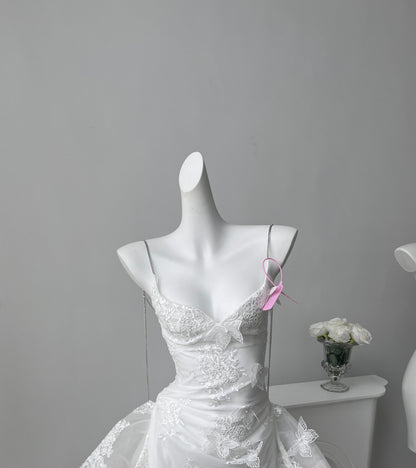 Hermosos vestidos de fiesta formales de encaje blanco con tirantes finos y corte A, vestidos cortos para 16 cumpleaños, vestidos de graduación, mini vestidos de cóctel DH2464