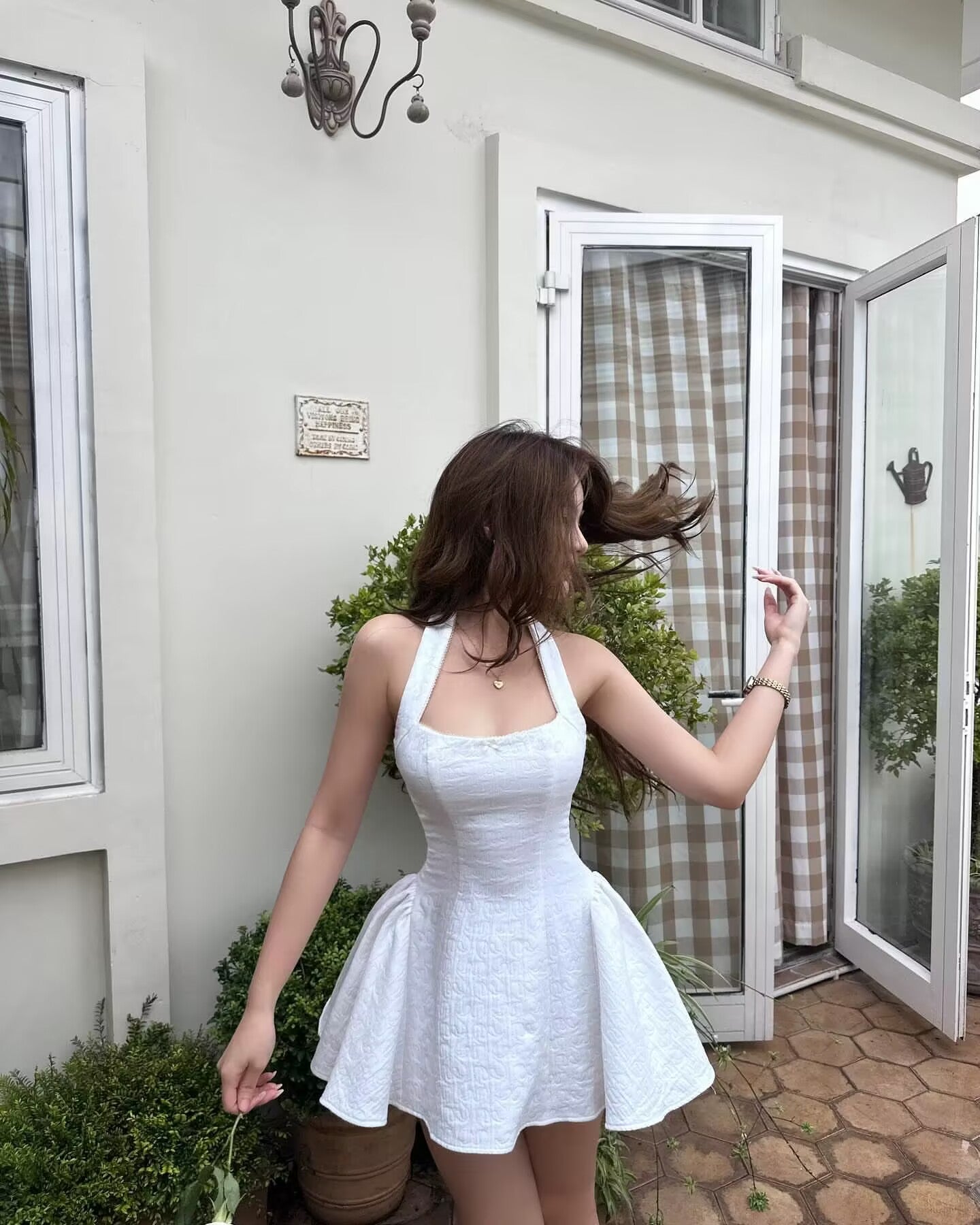 Hermoso vestido de fiesta blanco con cuello halter, vestidos formales de bienvenida, atuendos para cumpleaños número 21, vestido de graduación, vestidos de cóctel cortos DH2465