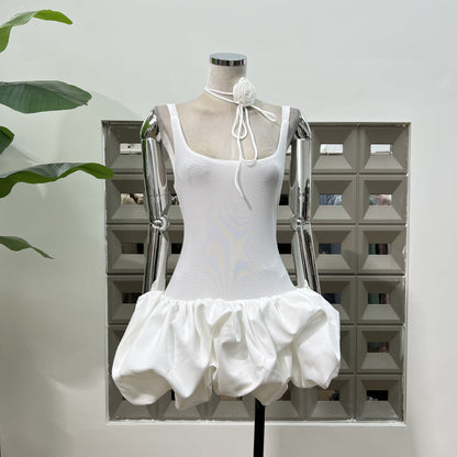 Vestido blanco corto ajustado de fiesta, con escote cuadrado y corte ajustado, para celebrar 18 años, graduación y cóctel, DH2468