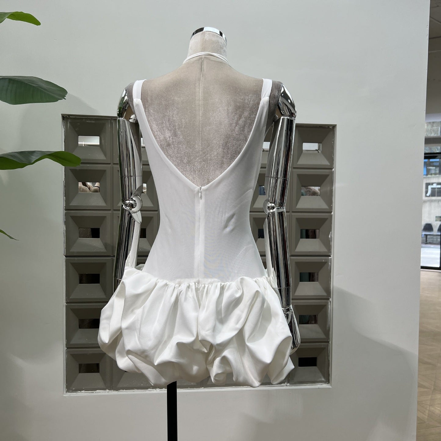 Vestido blanco corto ajustado de fiesta, con escote cuadrado y corte ajustado, para celebrar 18 años, graduación y cóctel, DH2468