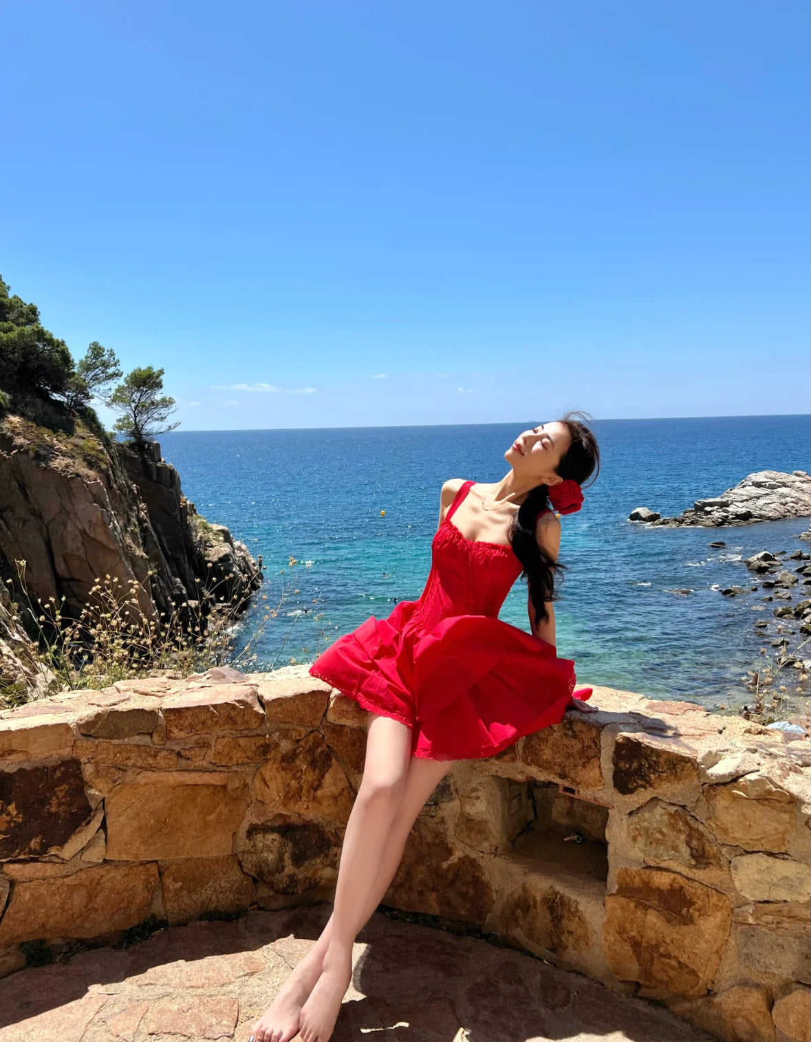Simple A line Square Neck Red Short Homecoming Dress Summer Hoco Dresses Mini Cocktail Dress DH2469