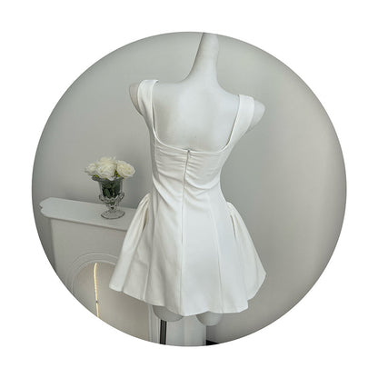 Simple A line Square Neck Black Short Homecoming Dress Summer Hoco Dresses Mini Cocktail Dress DH2472