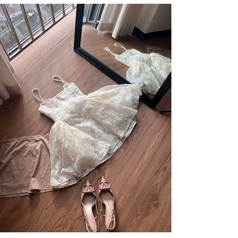 Hermosos vestidos de fiesta formales de encaje blanco con escote cuadrado y corte A, vestidos cortos para cumpleaños número 16, vestidos de graduación, mini vestidos de cóctel DH2473