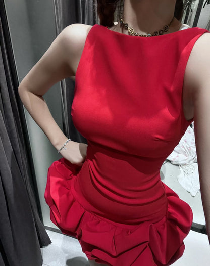 Sexy Sheath Scoop Neck Red Short Homecoming Dress Summer Hoco Dresses Mini Cocktail Dress DH2474