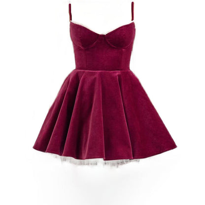 Hermosos vestidos formales de terciopelo con tirantes finos y corte en A para el regreso a casa, vestidos cortos para el 16.º cumpleaños, vestidos de graduación, mini vestidos de cóctel DH2476
