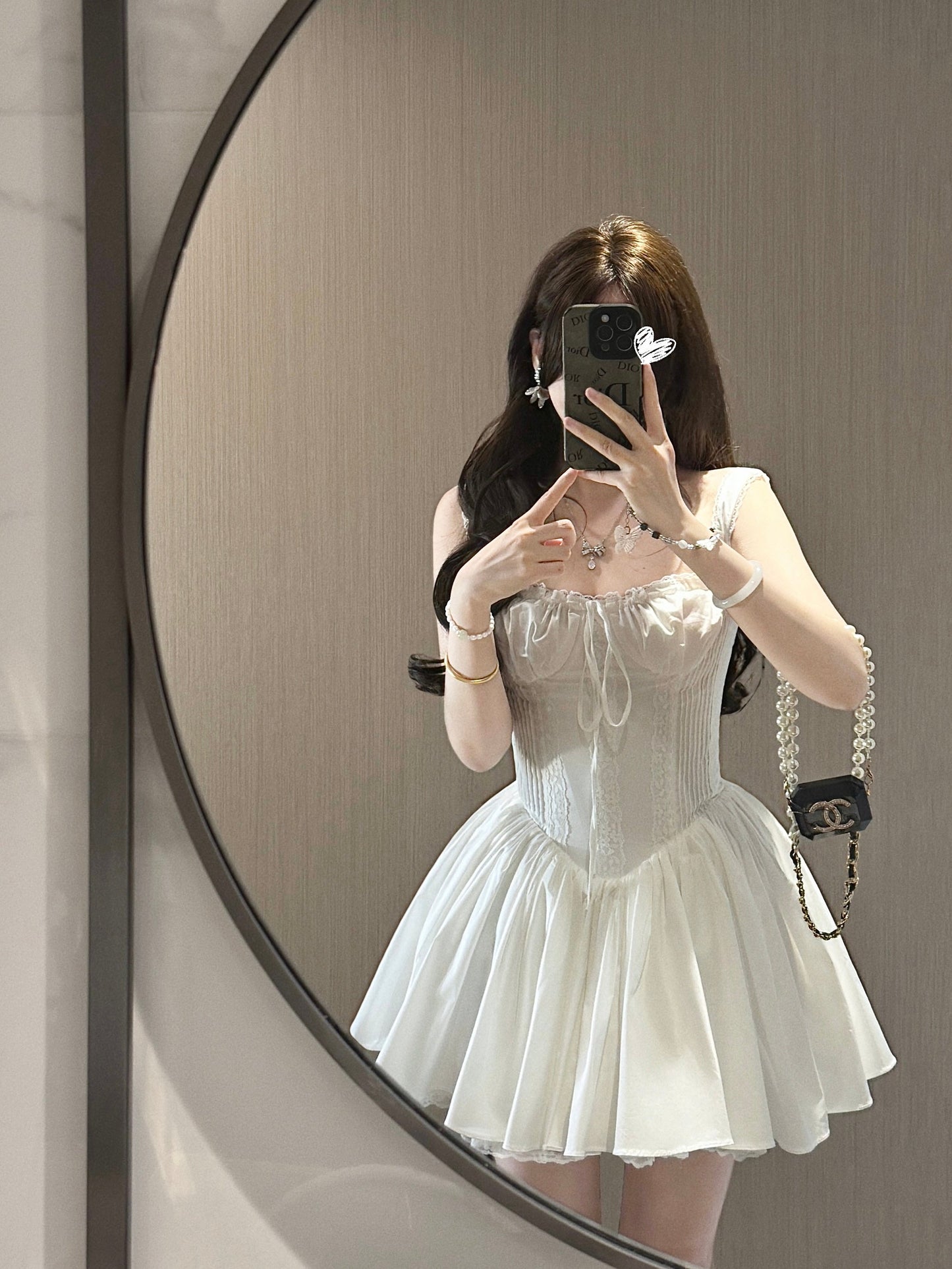 Vestido corto de encaje blanco con escote cuadrado y corte A para fiesta de bienvenida, minivestido de verano DH2482