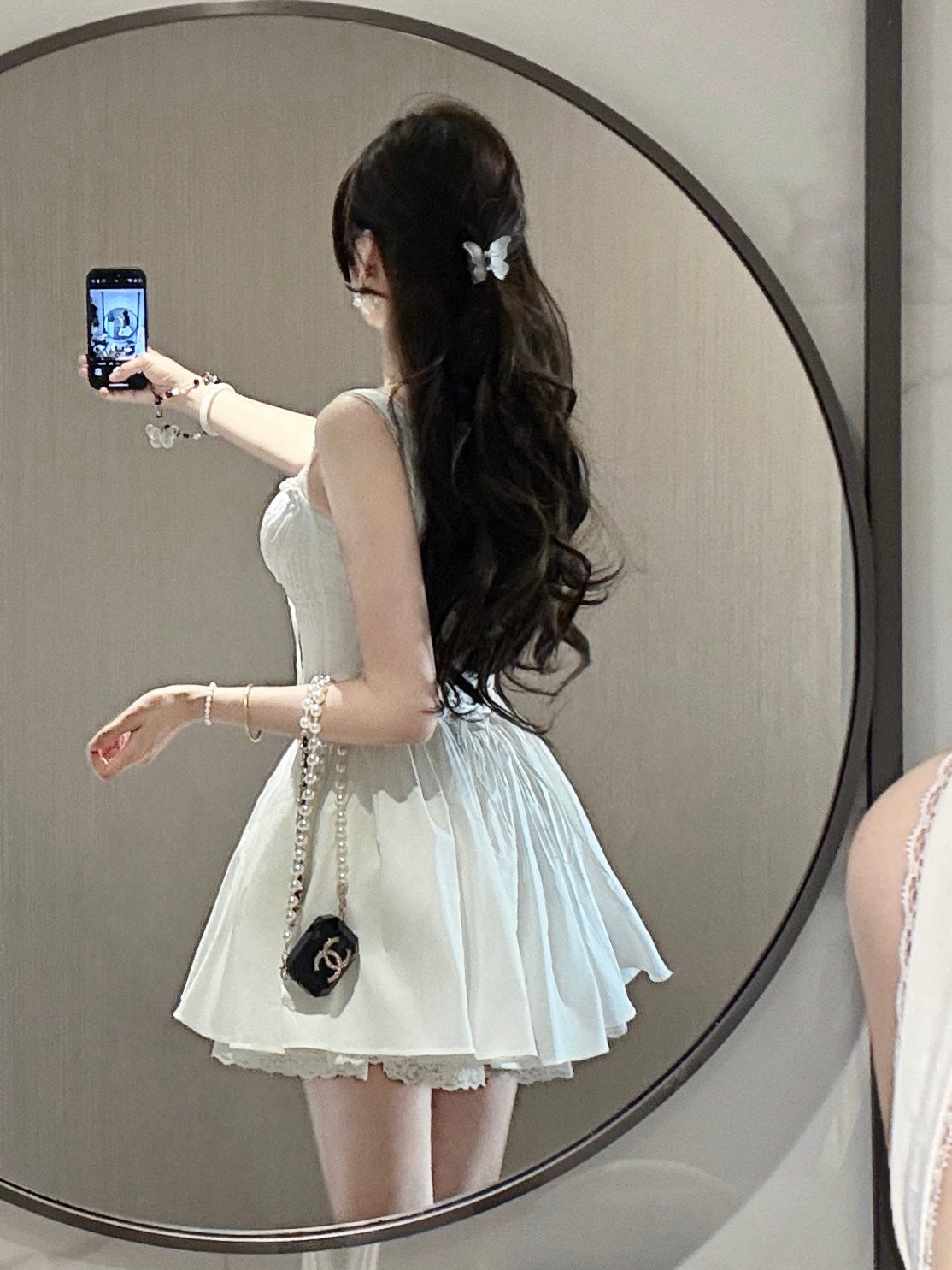 Vestido corto de encaje blanco con escote cuadrado y corte A para fiesta de bienvenida, minivestido de verano DH2482