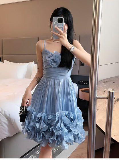 Modest Ball Gown Spaghetti Straps Dusty Blue Formal Homecoming Dresses Short 16th Birthday Outfits Graduation Dress Mini Hoco Dresses DH2531