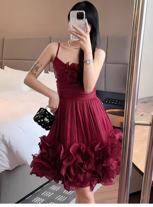 Vestido de fiesta modesto con tirantes finos, azul polvoriento, vestidos formales de bienvenida, vestidos cortos para 16.º cumpleaños, vestido de graduación, minivestidos Hoco DH2531