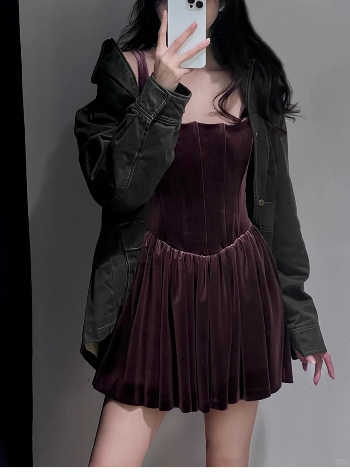 Vestidos de fiesta de terciopelo burdeos con escote cuadrado y corte en A, para graduación, para cumpleaños número 18, minivestidos cortos DH2532