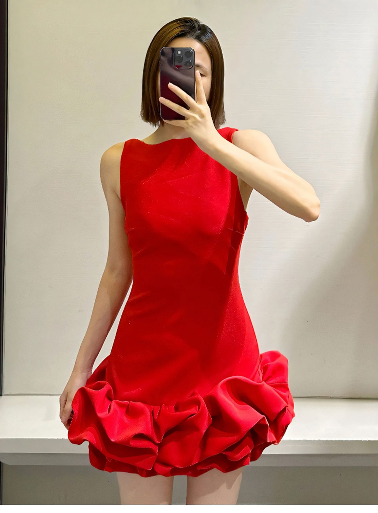 Sexy Sheath Scoop Neck Red Satin Short Homecoming Dress Summer Hoco Dresses Mini Cocktail Dress DH2533