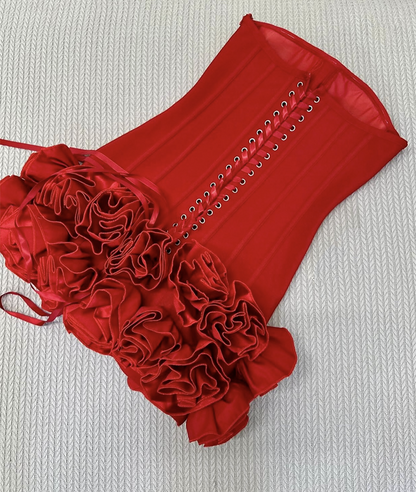 Cute Sheath Strapless Red Satin Formal Homecoming Dresses 18th Birthday Outfits Graduation Dress Short Mini Hoco Dresses DH2542