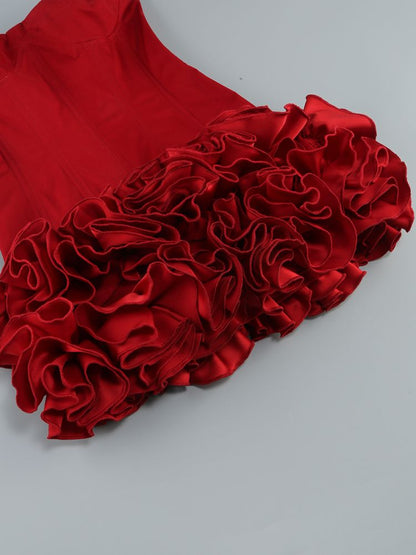 Sexy Sheath Strapless Red Satin Formal Homecoming Dresses 18th Birthday Outfits Graduation Dress Short Mini Hoco Dresses DH2550