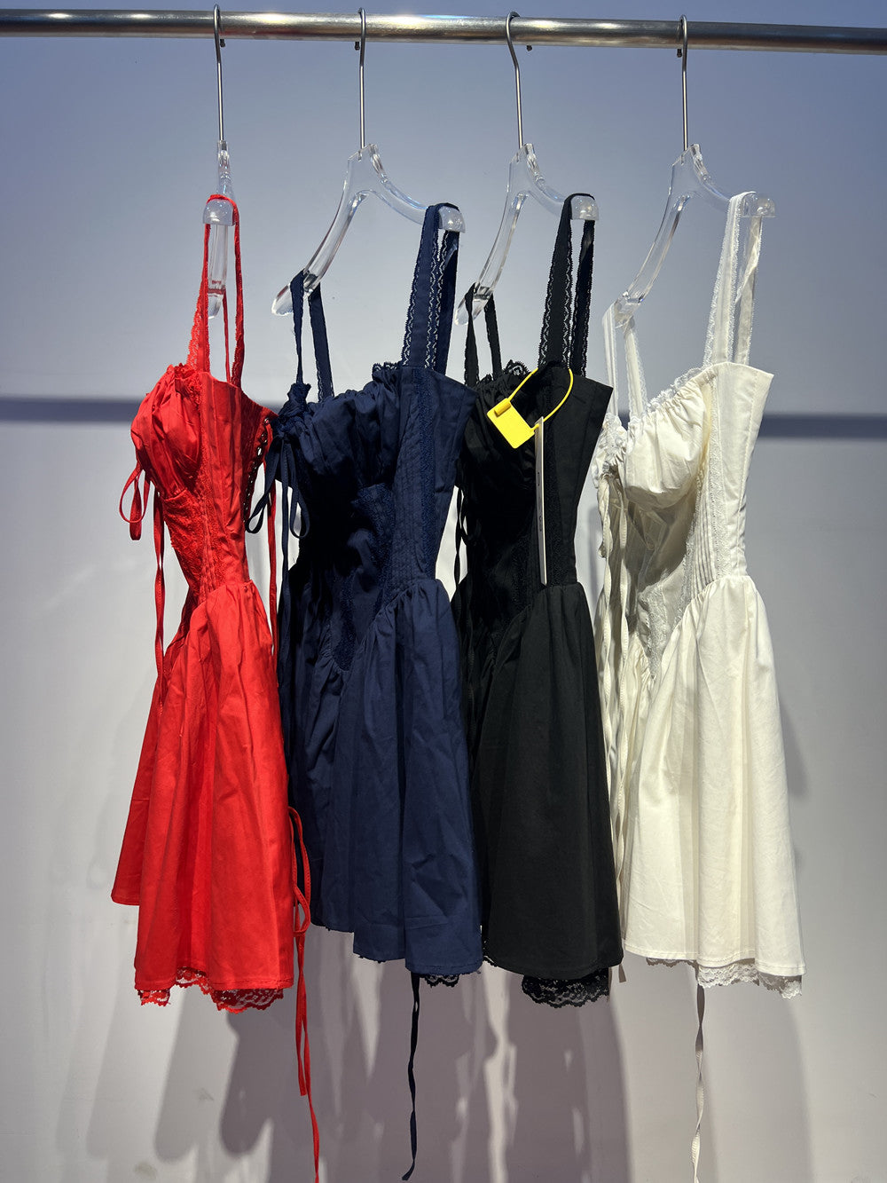 Vestido de fiesta de verano con escote cuadrado y encaje blanco, corte A, corto, para cóctel, DH2553