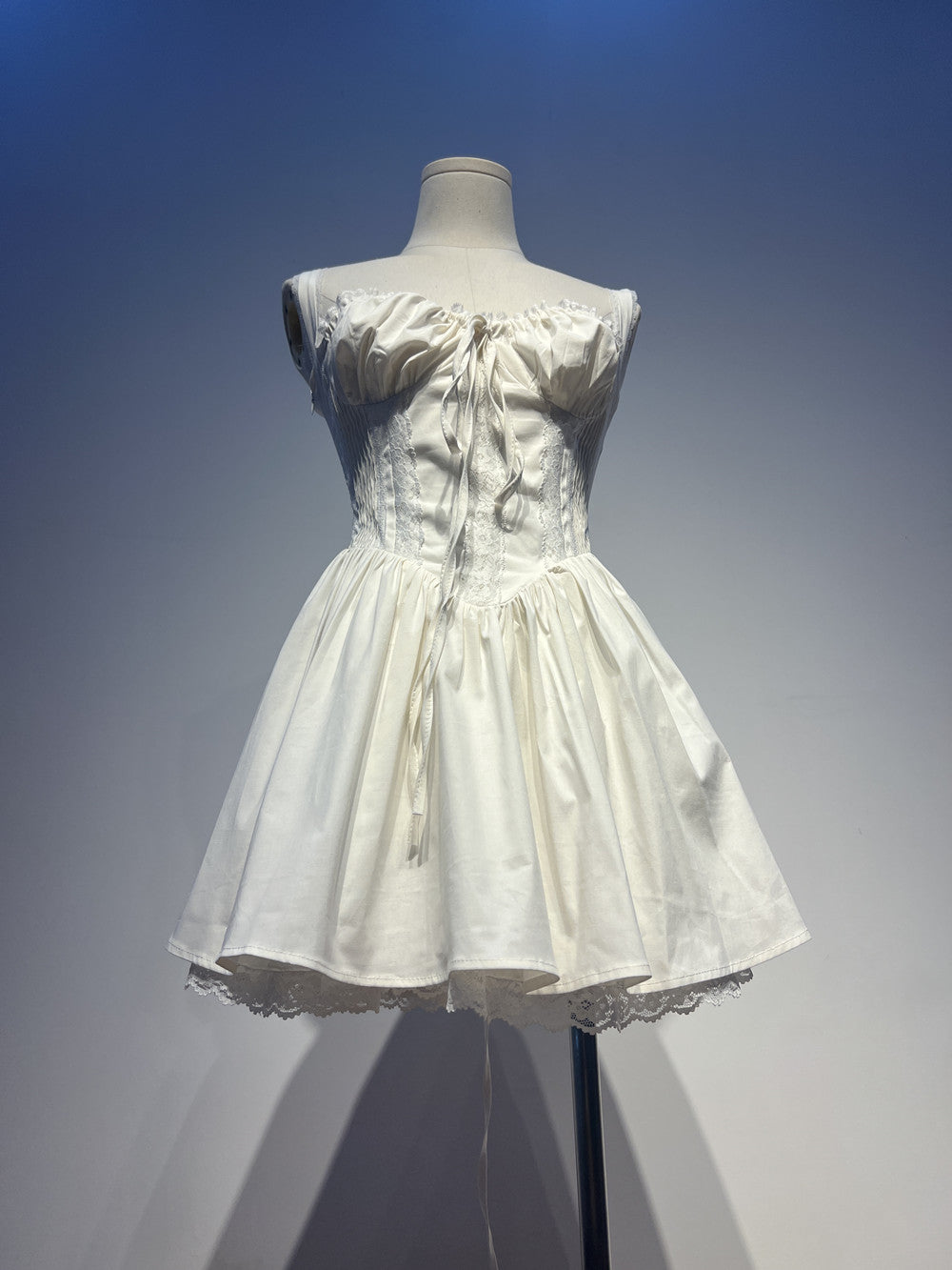 Vestido de fiesta de verano con escote cuadrado y encaje blanco, corte A, corto, para cóctel, DH2553