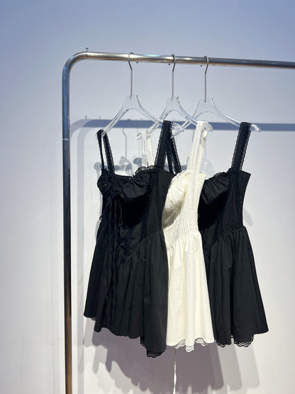 Vestido de fiesta de verano con escote cuadrado y encaje blanco, corte A, corto, para cóctel, DH2553