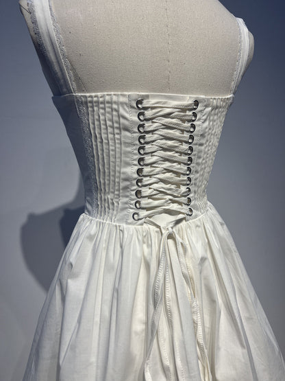 Vestido de fiesta de verano con escote cuadrado y encaje blanco, corte A, corto, para cóctel, DH2553