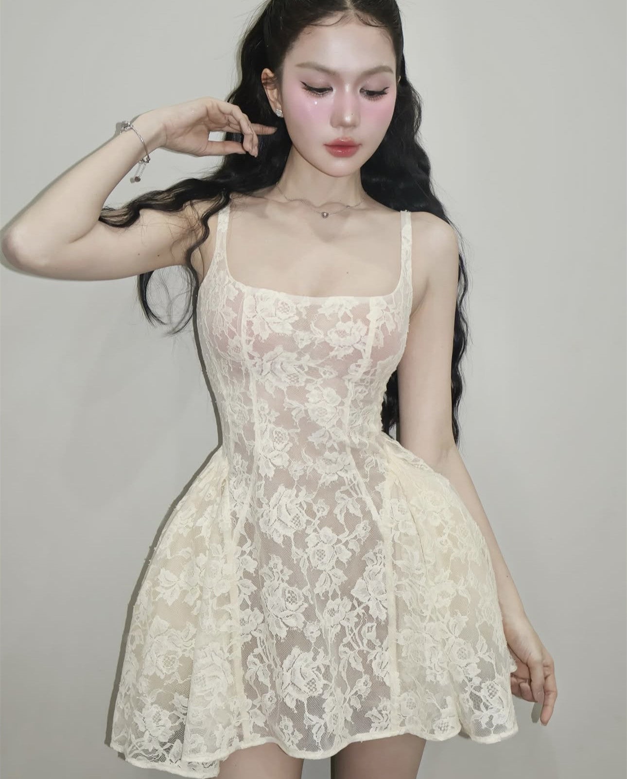 Vestido de fiesta corto de encaje blanco cuadrado, minivestido formal para octavo grado, vestido de cóctel para secundaria, trajes Hoco DH2554