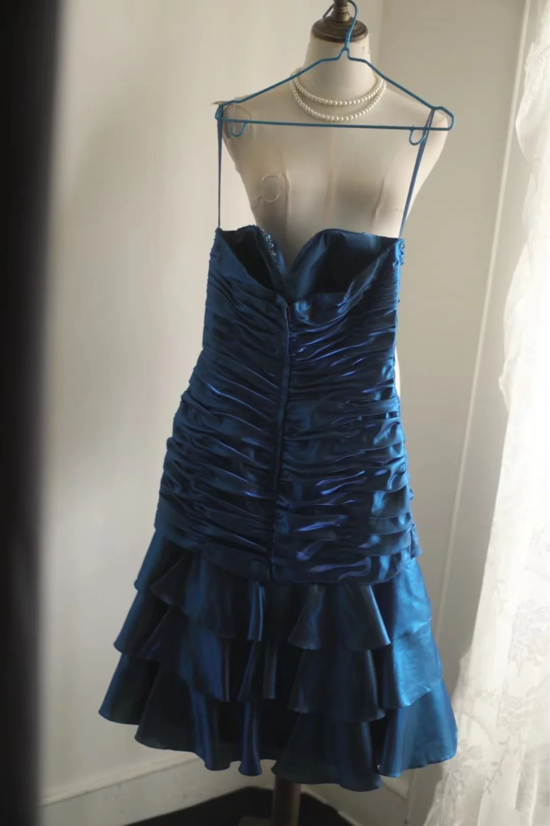 Vintage Sheath Sweetheart Satin Navy Blue Formal Homecoming Dresses 18th Birthday Outfits Graduation Dress Short Mini Hoco Dresses DH2557