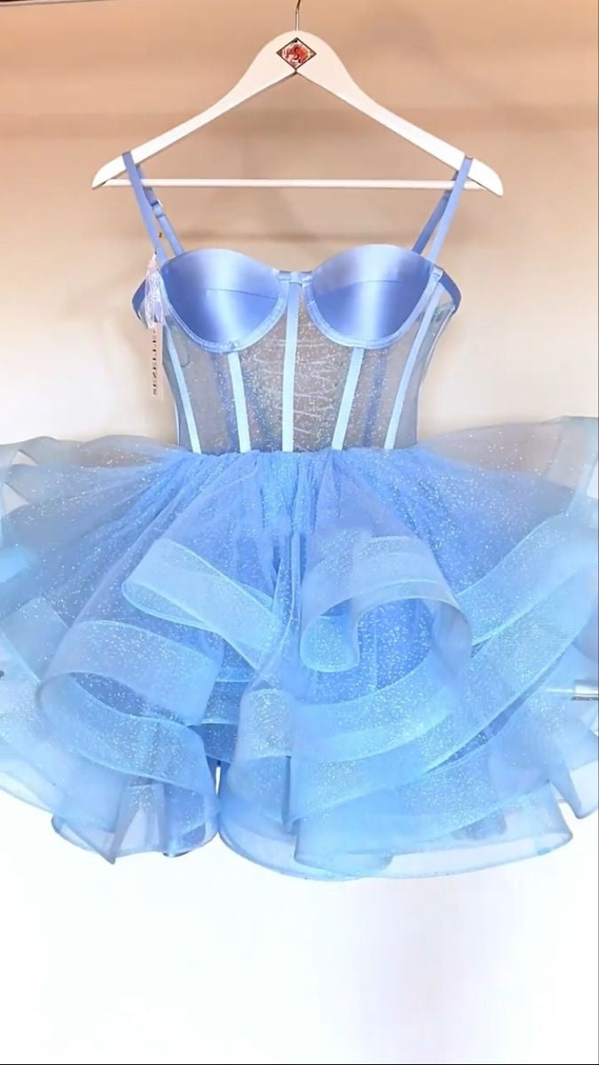 Princess Ball Gown Spaghetti Straps Tulle Formal Homecoming Dresses 8th Grad Dance Graduation Dress Short Hoco Dresses DH2613