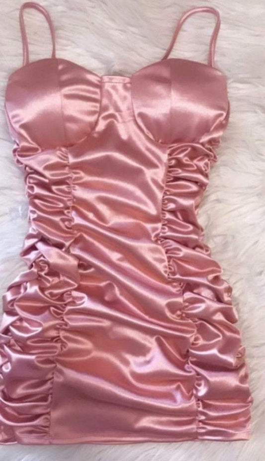 Vestido corto de satén rosa con tirantes finos, estilo moderno, para fiesta de 8.º grado, de verano, para escuela secundaria, DH262